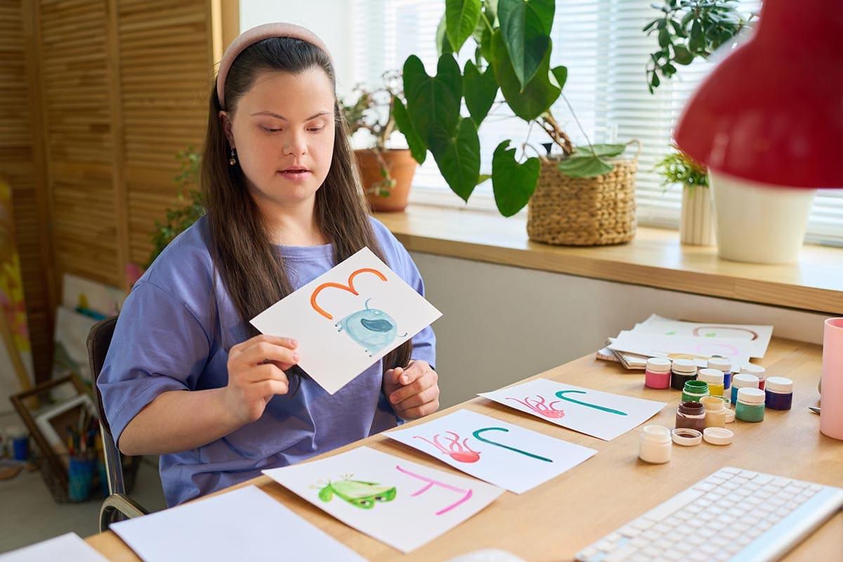 A girl engaged in drawing activity